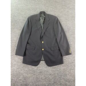 Vintage Brooks Brothers Blazer 43 L Navy Wool Gold Buttons Logo University USA